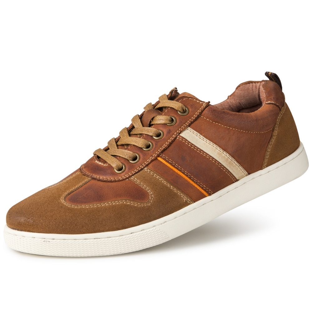 Men's Fashion Leather Sneaker Casual Shoes for Men Brown